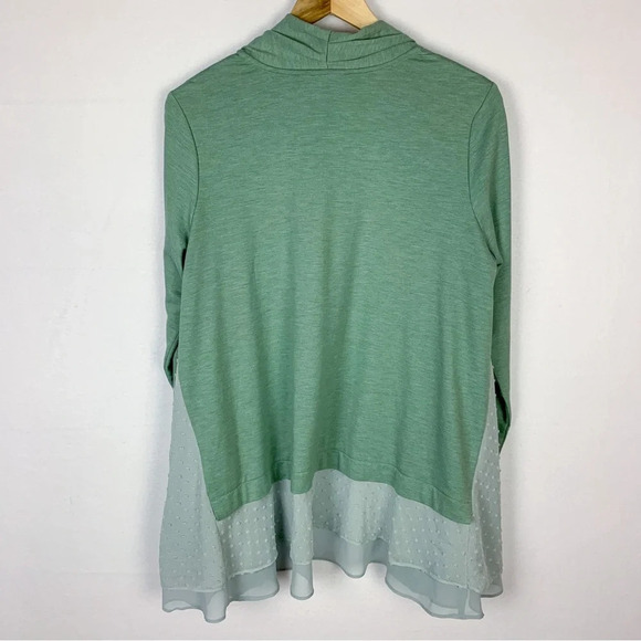 LOGO Lori Goldstein Open Layered Green Cardigan - Picture 2 of 7